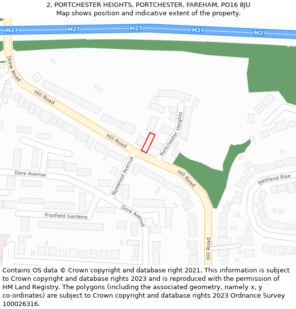 2, PORTCHESTER HEIGHTS, PORTCHESTER, FAREHAM, PO16 8JU: Location map and indicative extent of plot