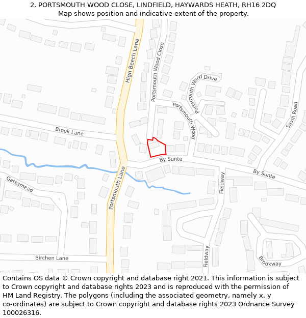 2, PORTSMOUTH WOOD CLOSE, LINDFIELD, HAYWARDS HEATH, RH16 2DQ: Location map and indicative extent of plot