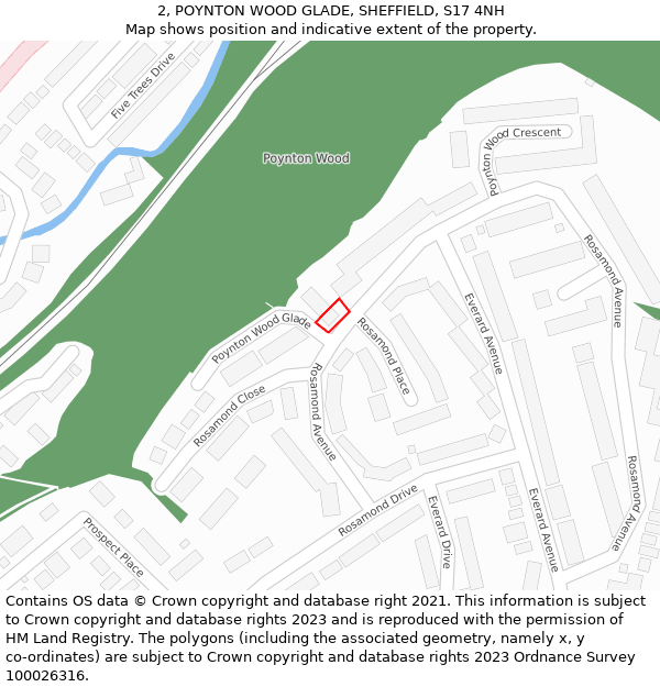 2, POYNTON WOOD GLADE, SHEFFIELD, S17 4NH: Location map and indicative extent of plot