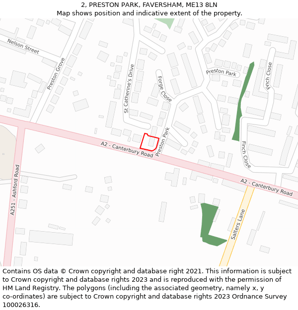 2, PRESTON PARK, FAVERSHAM, ME13 8LN: Location map and indicative extent of plot