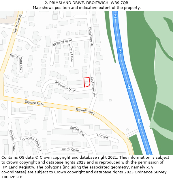 2, PRIMSLAND DRIVE, DROITWICH, WR9 7QR: Location map and indicative extent of plot