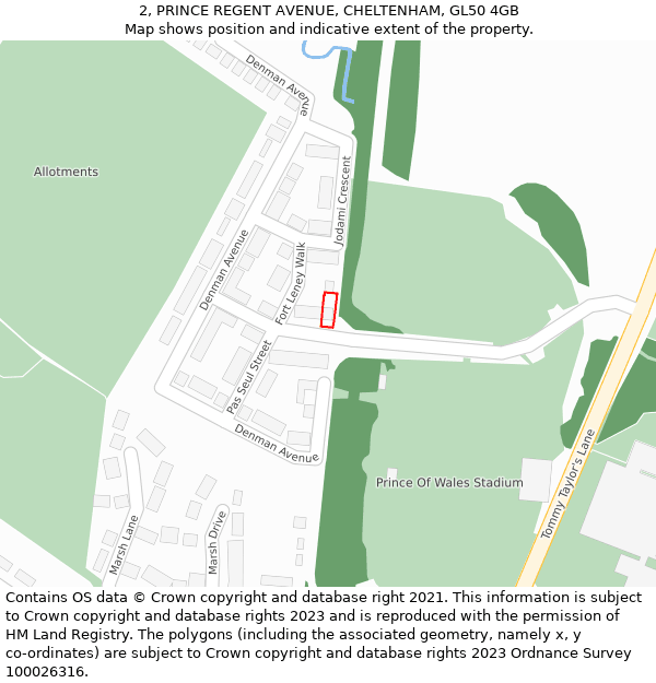 2, PRINCE REGENT AVENUE, CHELTENHAM, GL50 4GB: Location map and indicative extent of plot