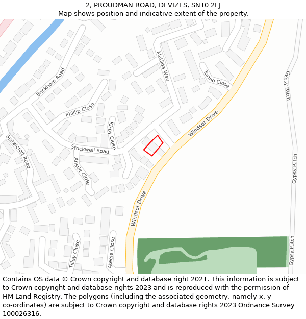 2, PROUDMAN ROAD, DEVIZES, SN10 2EJ: Location map and indicative extent of plot