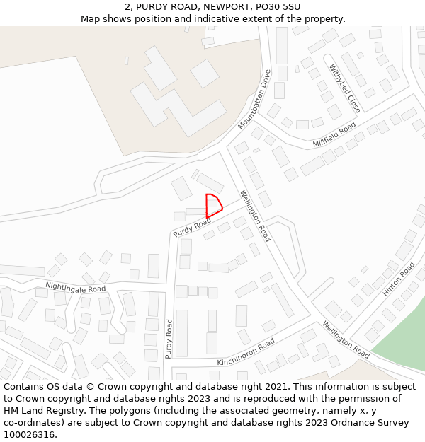 2, PURDY ROAD, NEWPORT, PO30 5SU: Location map and indicative extent of plot