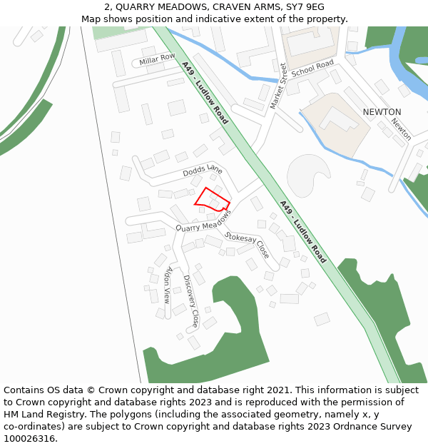 2, QUARRY MEADOWS, CRAVEN ARMS, SY7 9EG: Location map and indicative extent of plot