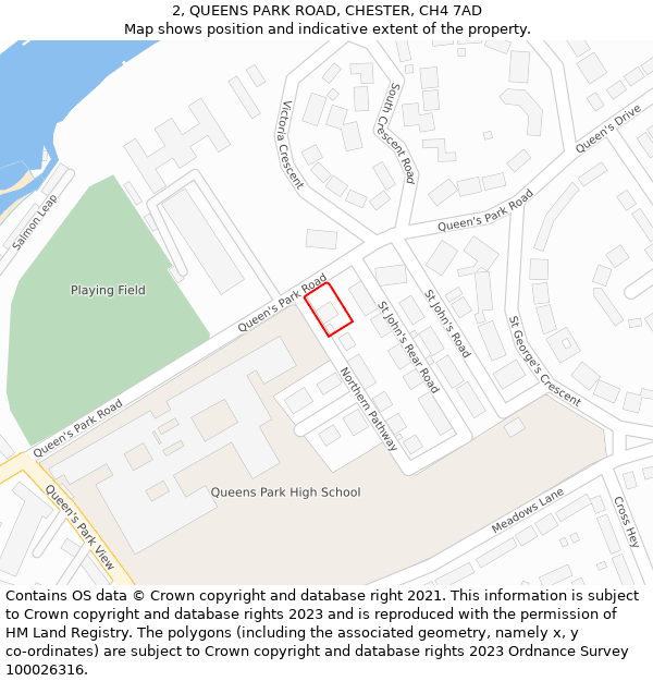 2, QUEENS PARK ROAD, CHESTER, CH4 7AD: Location map and indicative extent of plot