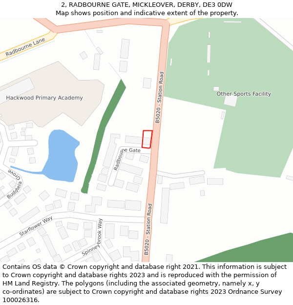 2, RADBOURNE GATE, MICKLEOVER, DERBY, DE3 0DW: Location map and indicative extent of plot