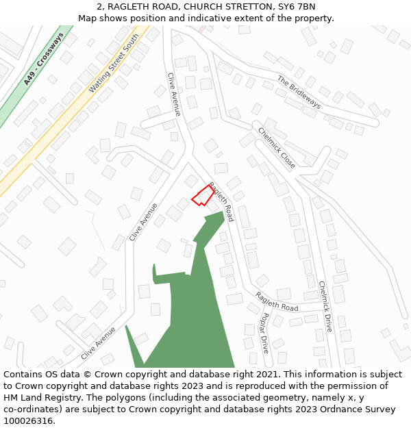 2, RAGLETH ROAD, CHURCH STRETTON, SY6 7BN: Location map and indicative extent of plot