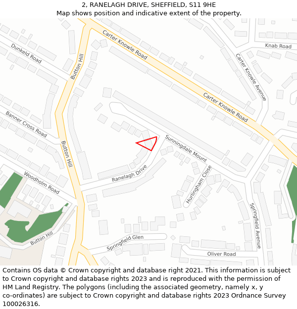 2, RANELAGH DRIVE, SHEFFIELD, S11 9HE: Location map and indicative extent of plot