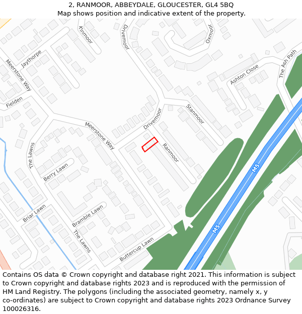 2, RANMOOR, ABBEYDALE, GLOUCESTER, GL4 5BQ: Location map and indicative extent of plot