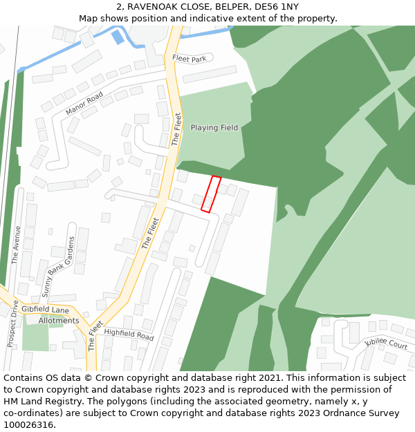 2, RAVENOAK CLOSE, BELPER, DE56 1NY: Location map and indicative extent of plot