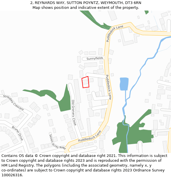 2, REYNARDS WAY, SUTTON POYNTZ, WEYMOUTH, DT3 6RN: Location map and indicative extent of plot