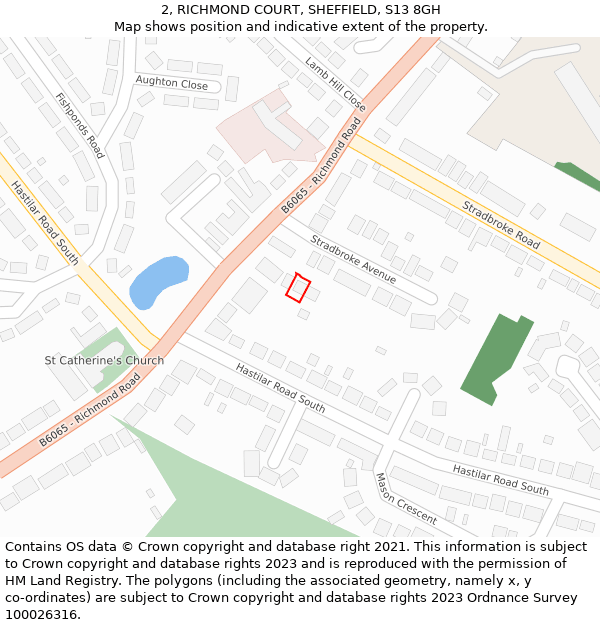 2, RICHMOND COURT, SHEFFIELD, S13 8GH: Location map and indicative extent of plot