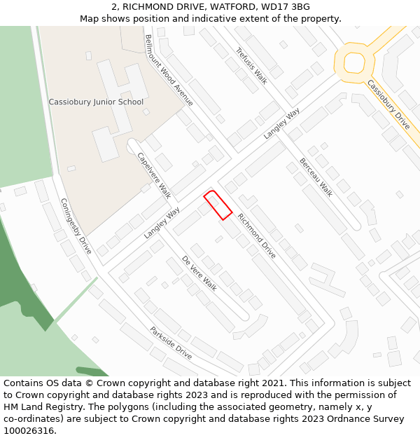 2, RICHMOND DRIVE, WATFORD, WD17 3BG: Location map and indicative extent of plot