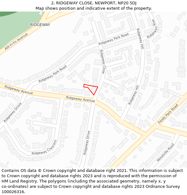 2, RIDGEWAY CLOSE, NEWPORT, NP20 5DJ: Location map and indicative extent of plot