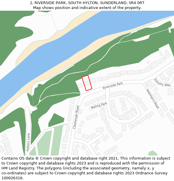 2, RIVERSIDE PARK, SOUTH HYLTON, SUNDERLAND, SR4 0RT: Location map and indicative extent of plot