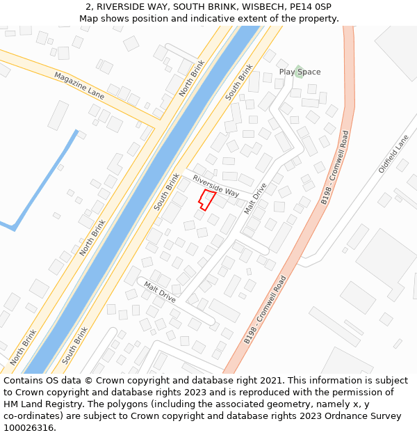 2, RIVERSIDE WAY, SOUTH BRINK, WISBECH, PE14 0SP: Location map and indicative extent of plot