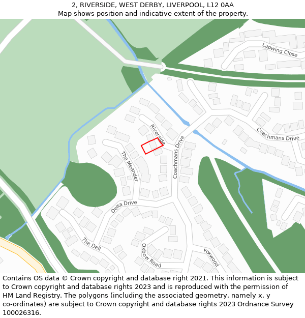 2, RIVERSIDE, WEST DERBY, LIVERPOOL, L12 0AA: Location map and indicative extent of plot