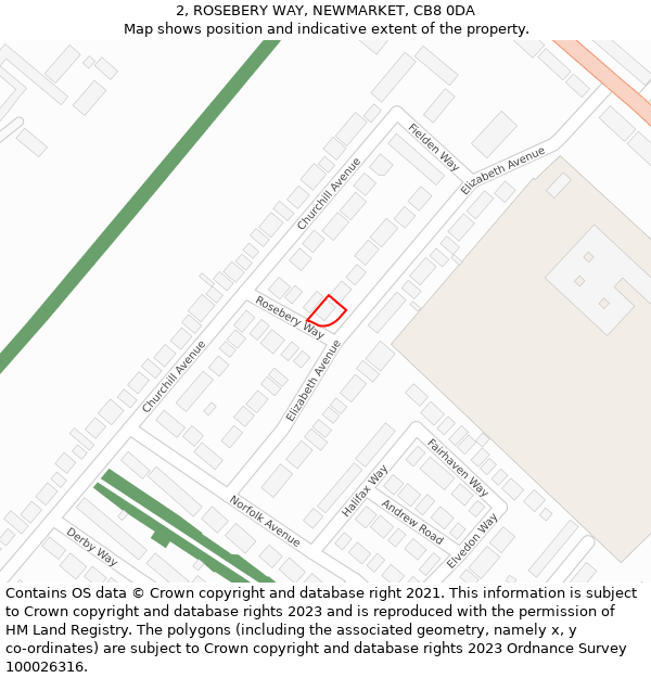 2, ROSEBERY WAY, NEWMARKET, CB8 0DA: Location map and indicative extent of plot