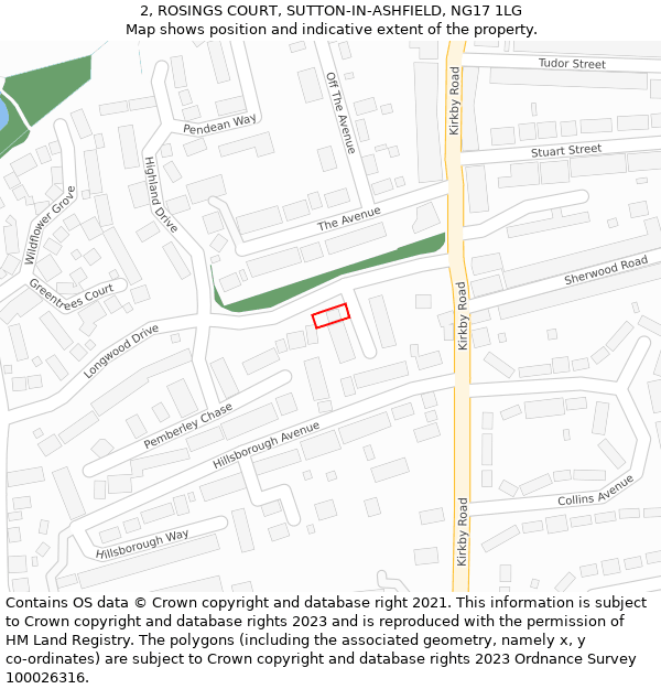 2, ROSINGS COURT, SUTTON-IN-ASHFIELD, NG17 1LG: Location map and indicative extent of plot