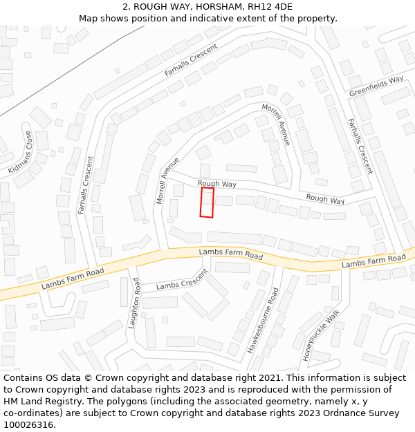 2, ROUGH WAY, HORSHAM, RH12 4DE: Location map and indicative extent of plot