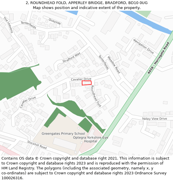 2, ROUNDHEAD FOLD, APPERLEY BRIDGE, BRADFORD, BD10 0UG: Location map and indicative extent of plot