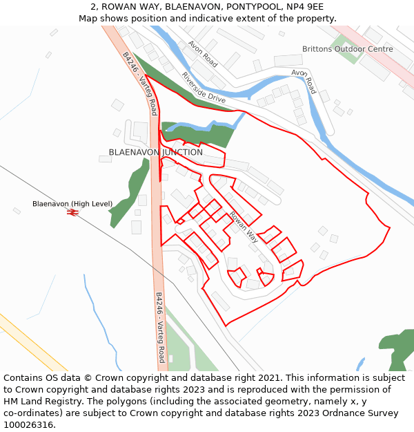 2, ROWAN WAY, BLAENAVON, PONTYPOOL, NP4 9EE: Location map and indicative extent of plot