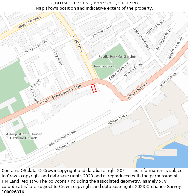 2, ROYAL CRESCENT, RAMSGATE, CT11 9PD: Location map and indicative extent of plot