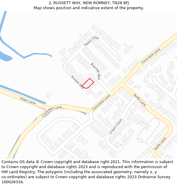 2, RUSSETT WAY, NEW ROMNEY, TN28 8FJ: Location map and indicative extent of plot