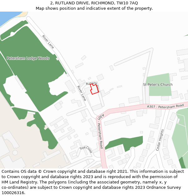 2, RUTLAND DRIVE, RICHMOND, TW10 7AQ: Location map and indicative extent of plot
