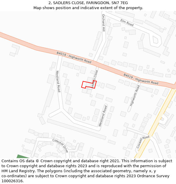 2, SADLERS CLOSE, FARINGDON, SN7 7EG: Location map and indicative extent of plot