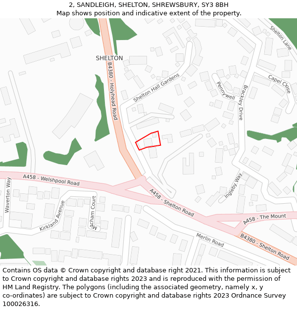 2, SANDLEIGH, SHELTON, SHREWSBURY, SY3 8BH: Location map and indicative extent of plot