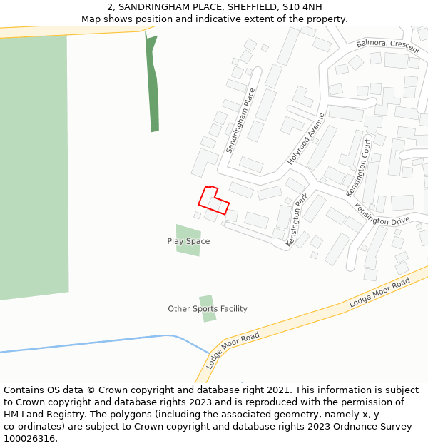 2, SANDRINGHAM PLACE, SHEFFIELD, S10 4NH: Location map and indicative extent of plot