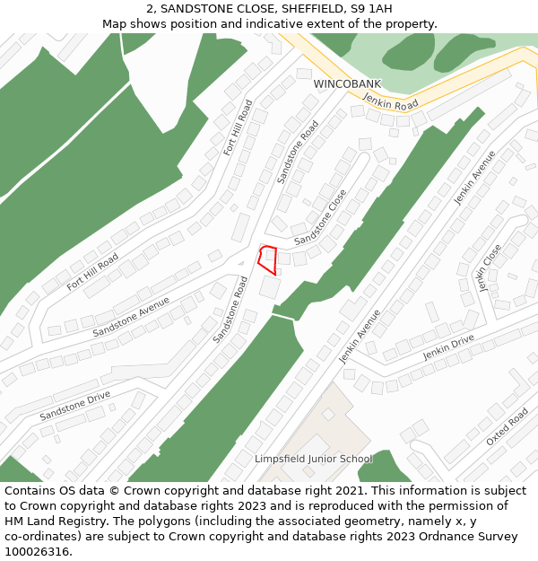 2, SANDSTONE CLOSE, SHEFFIELD, S9 1AH: Location map and indicative extent of plot