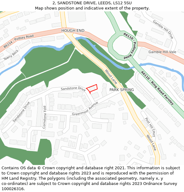 2, SANDSTONE DRIVE, LEEDS, LS12 5SU: Location map and indicative extent of plot