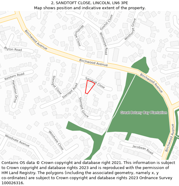 2, SANDTOFT CLOSE, LINCOLN, LN6 3PE: Location map and indicative extent of plot