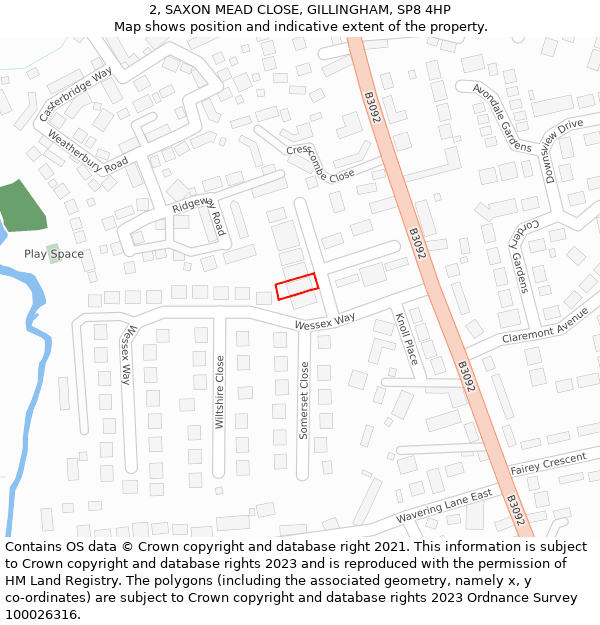 2, SAXON MEAD CLOSE, GILLINGHAM, SP8 4HP: Location map and indicative extent of plot