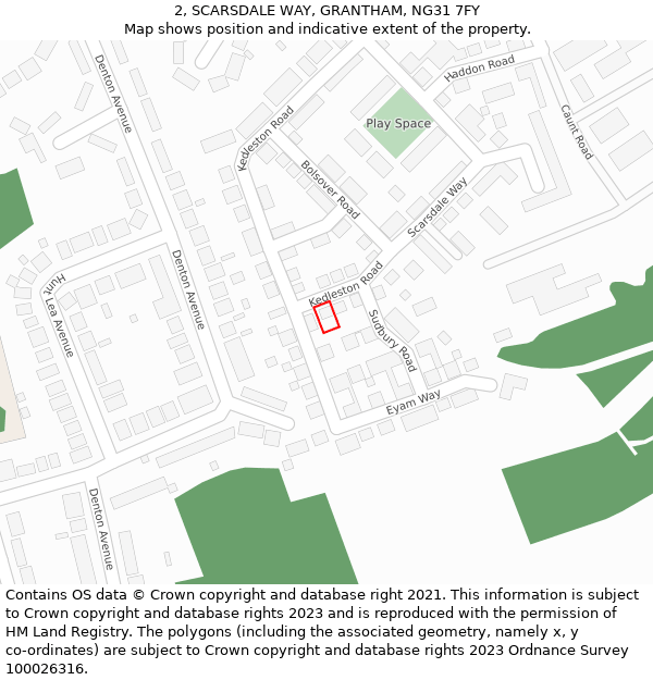 2, SCARSDALE WAY, GRANTHAM, NG31 7FY: Location map and indicative extent of plot