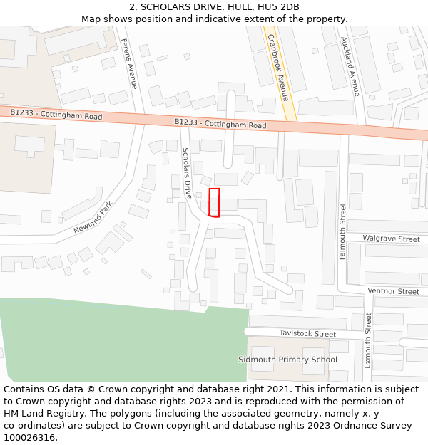 2, SCHOLARS DRIVE, HULL, HU5 2DB: Location map and indicative extent of plot