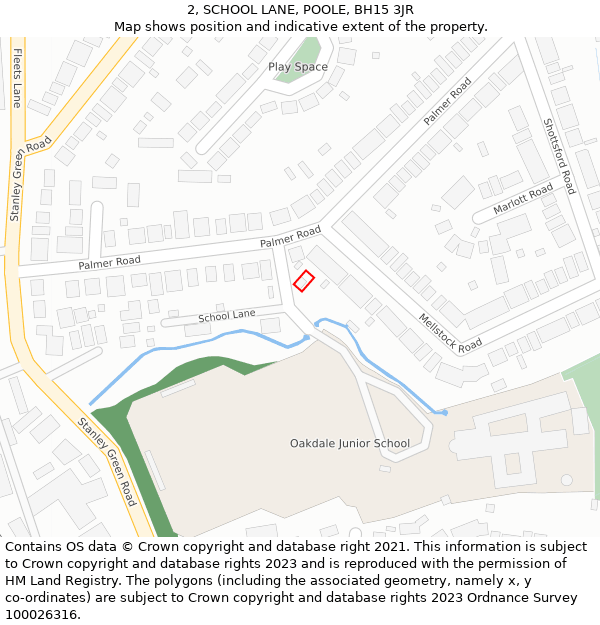2, SCHOOL LANE, POOLE, BH15 3JR: Location map and indicative extent of plot