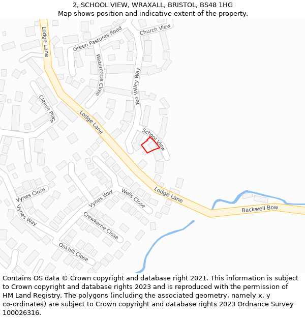 2, SCHOOL VIEW, WRAXALL, BRISTOL, BS48 1HG: Location map and indicative extent of plot