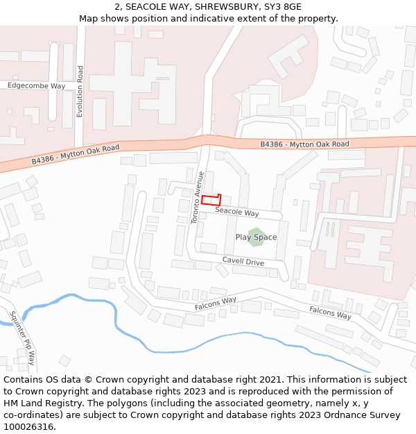 2, SEACOLE WAY, SHREWSBURY, SY3 8GE: Location map and indicative extent of plot