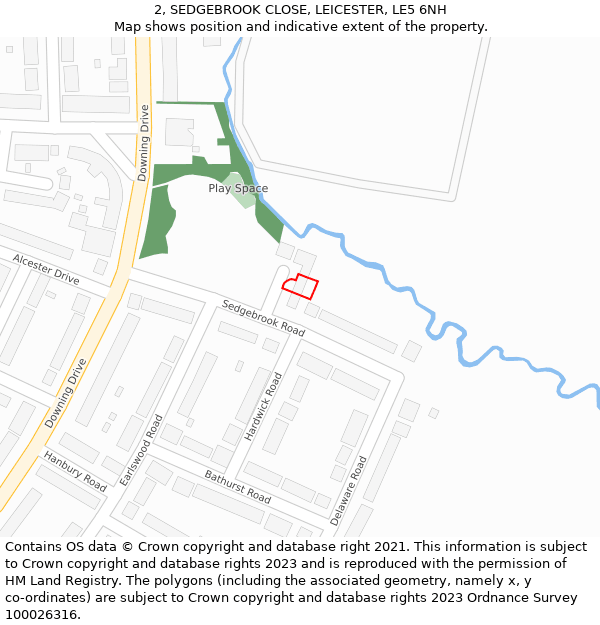 2, SEDGEBROOK CLOSE, LEICESTER, LE5 6NH: Location map and indicative extent of plot