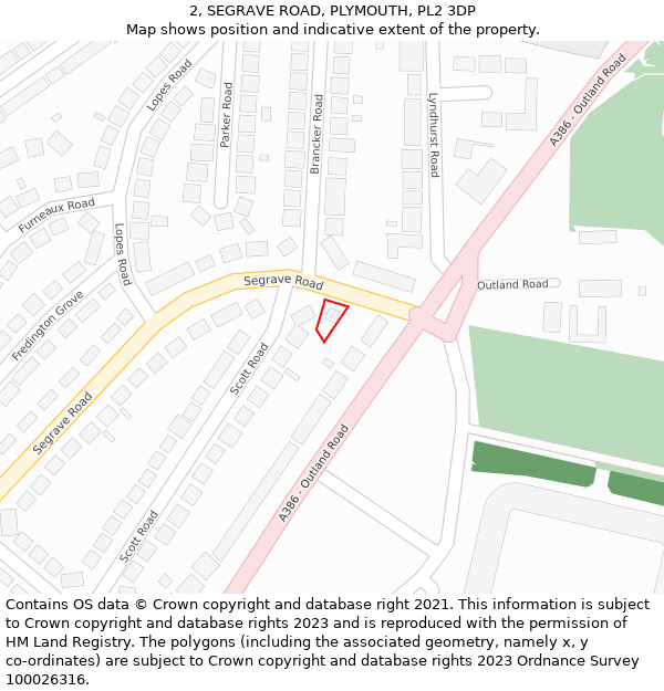 2, SEGRAVE ROAD, PLYMOUTH, PL2 3DP: Location map and indicative extent of plot