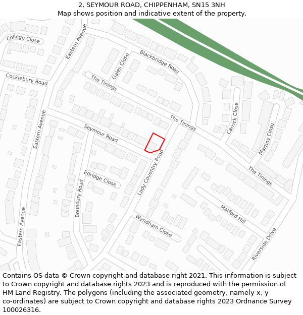 2, SEYMOUR ROAD, CHIPPENHAM, SN15 3NH: Location map and indicative extent of plot