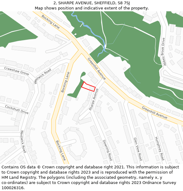 2, SHARPE AVENUE, SHEFFIELD, S8 7SJ: Location map and indicative extent of plot