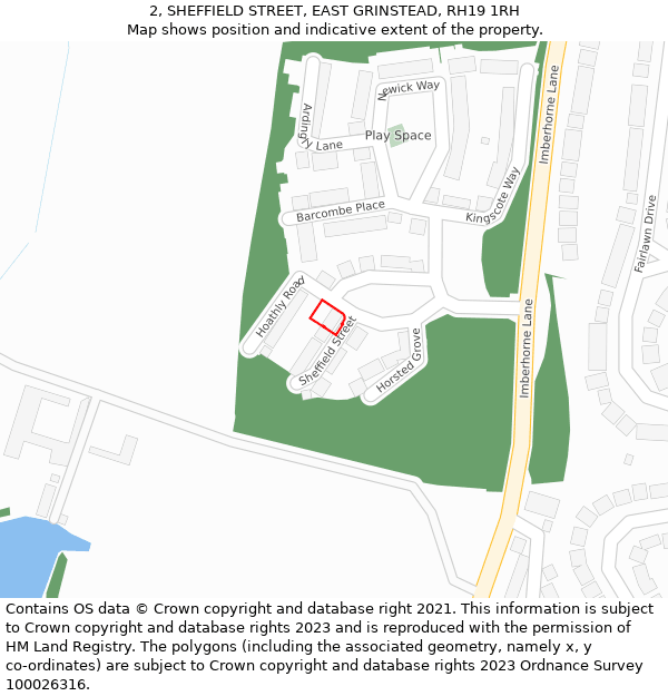 2, SHEFFIELD STREET, EAST GRINSTEAD, RH19 1RH: Location map and indicative extent of plot