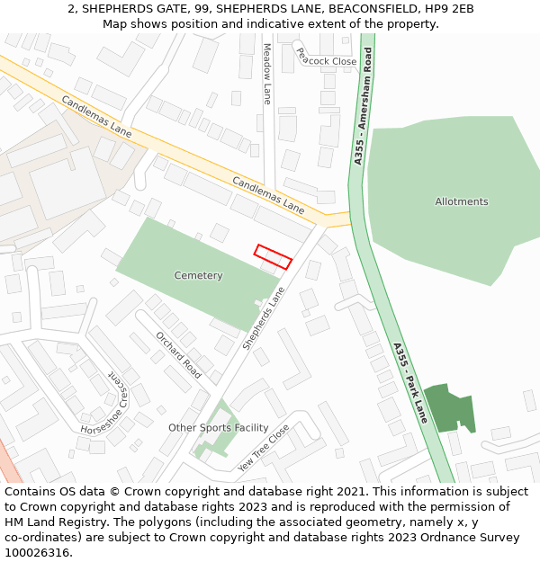 2, SHEPHERDS GATE, 99, SHEPHERDS LANE, BEACONSFIELD, HP9 2EB: Location map and indicative extent of plot