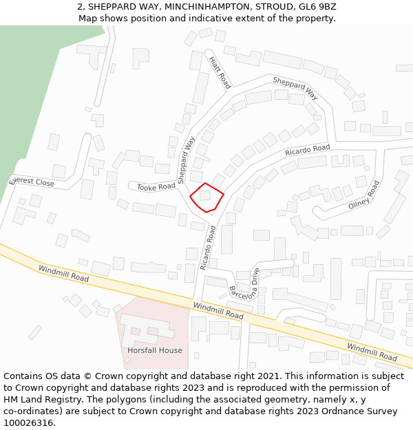 2, SHEPPARD WAY, MINCHINHAMPTON, STROUD, GL6 9BZ: Location map and indicative extent of plot