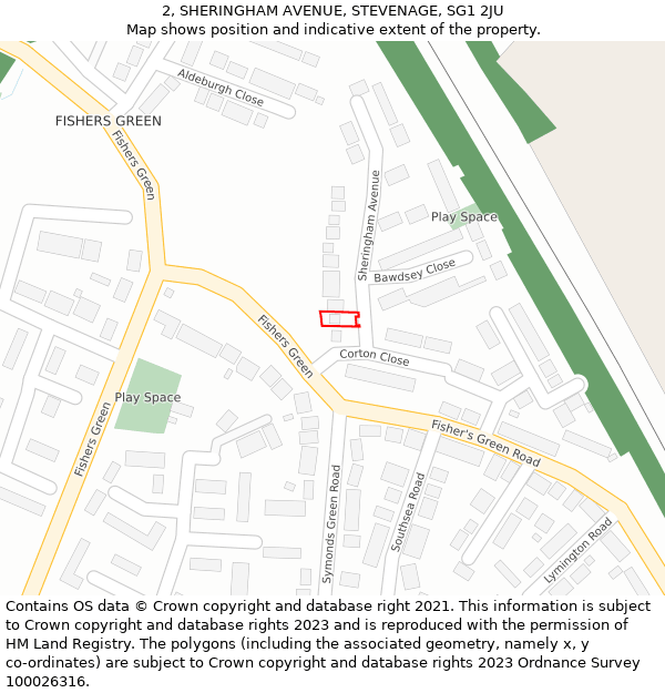 2, SHERINGHAM AVENUE, STEVENAGE, SG1 2JU: Location map and indicative extent of plot